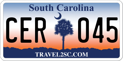 SC license plate CER045