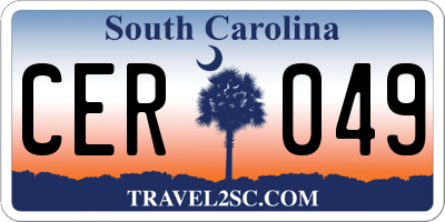 SC license plate CER049