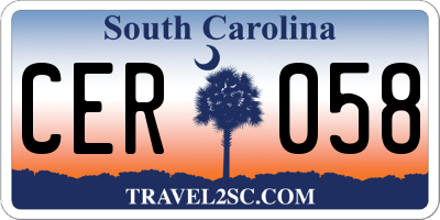 SC license plate CER058