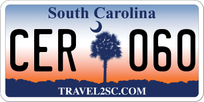 SC license plate CER060