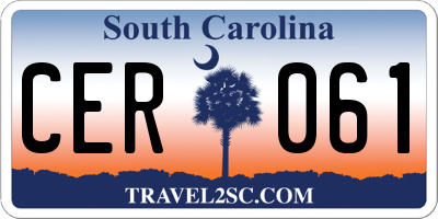 SC license plate CER061