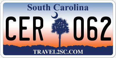 SC license plate CER062