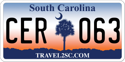 SC license plate CER063