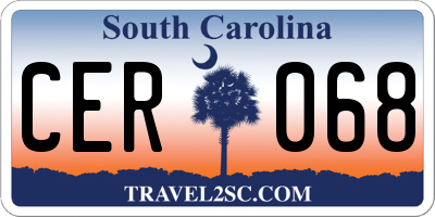 SC license plate CER068