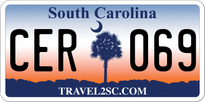 SC license plate CER069