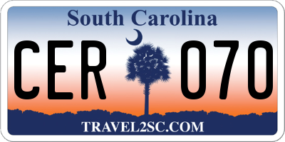 SC license plate CER070