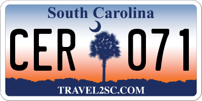 SC license plate CER071