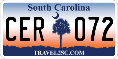 SC license plate CER072