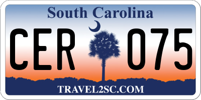 SC license plate CER075
