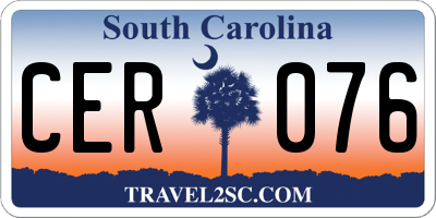 SC license plate CER076