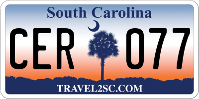 SC license plate CER077