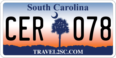 SC license plate CER078