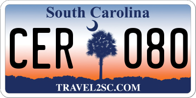 SC license plate CER080