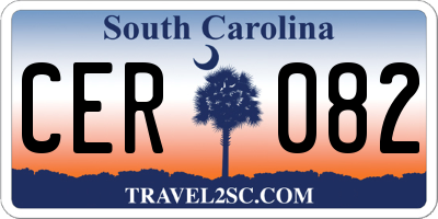 SC license plate CER082
