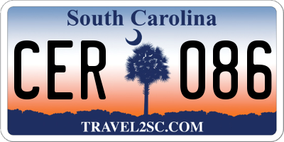 SC license plate CER086