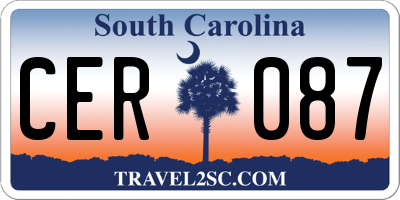 SC license plate CER087
