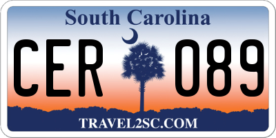SC license plate CER089