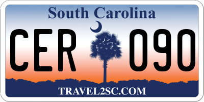 SC license plate CER090