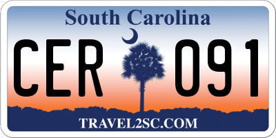SC license plate CER091