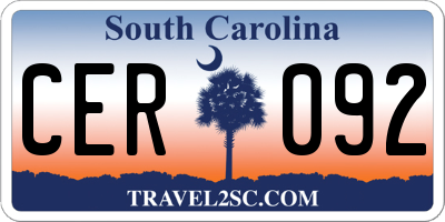 SC license plate CER092