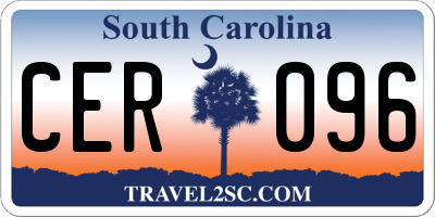 SC license plate CER096
