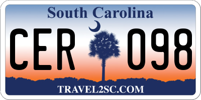 SC license plate CER098