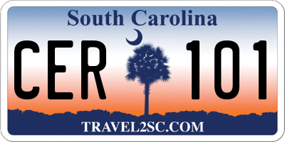 SC license plate CER101