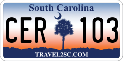 SC license plate CER103