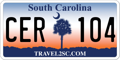 SC license plate CER104