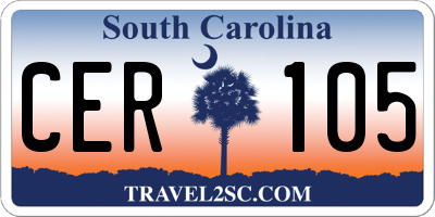 SC license plate CER105