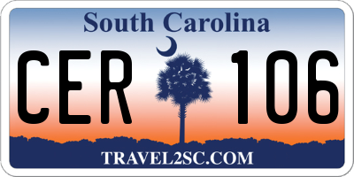 SC license plate CER106