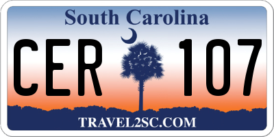 SC license plate CER107