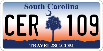 SC license plate CER109