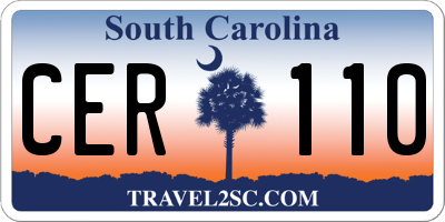 SC license plate CER110