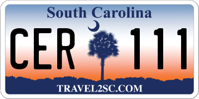 SC license plate CER111