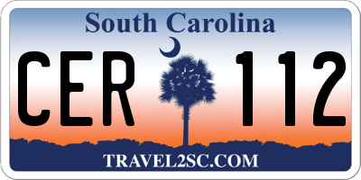 SC license plate CER112