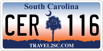 SC license plate CER116