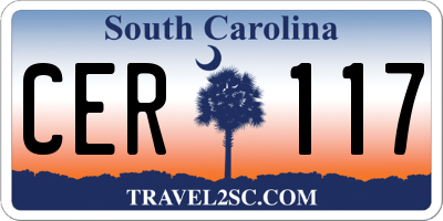 SC license plate CER117