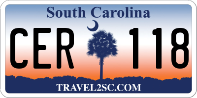 SC license plate CER118