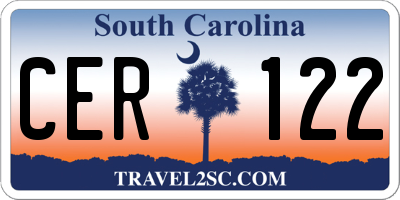 SC license plate CER122
