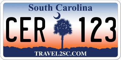 SC license plate CER123
