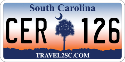 SC license plate CER126