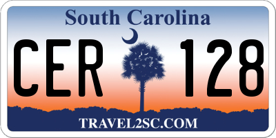 SC license plate CER128