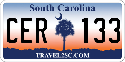 SC license plate CER133