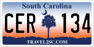 SC license plate CER134