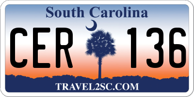 SC license plate CER136
