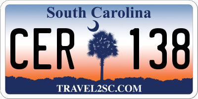 SC license plate CER138