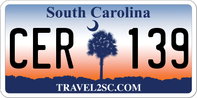 SC license plate CER139