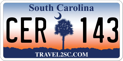 SC license plate CER143
