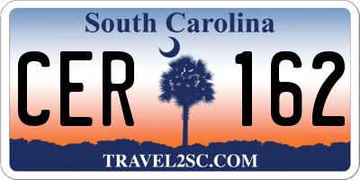 SC license plate CER162